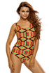 Geometric Bikini Romper Zipped One Piece Bathing Suit